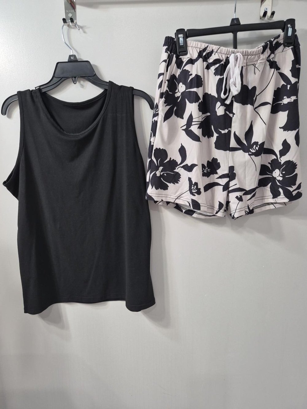 Women’s Black Sleeveless Tank Top And Floral Shorts - Essential Everyday Staple